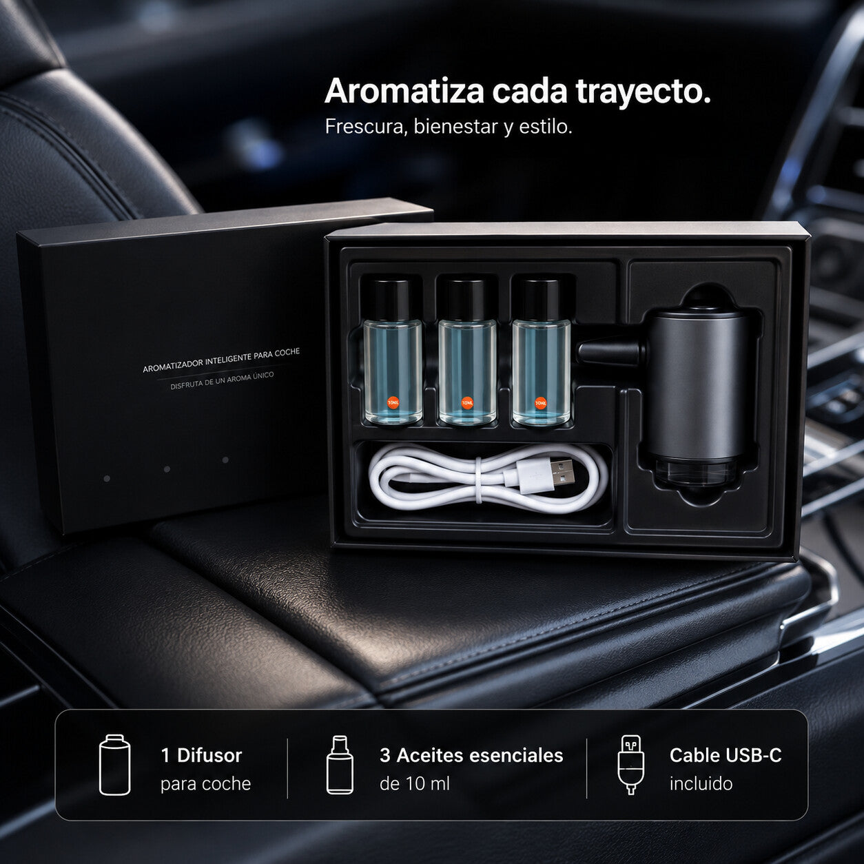 Pack Completo Nervala Air, ambientador para coche con 3 aromas